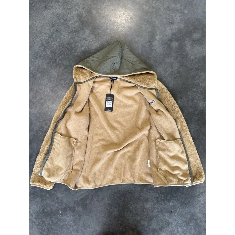 Men's Size Large True Religion Sherpa Tan And Green Zip Up Jacket New With Tags